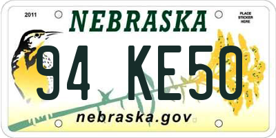 NE license plate 94KE50