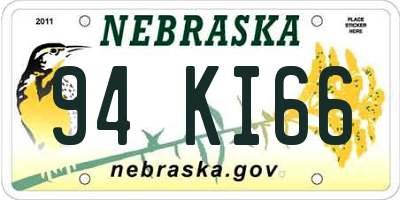 NE license plate 94KI66
