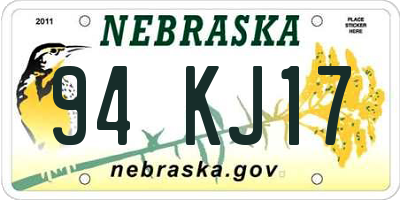 NE license plate 94KJ17