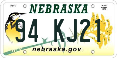 NE license plate 94KJ21
