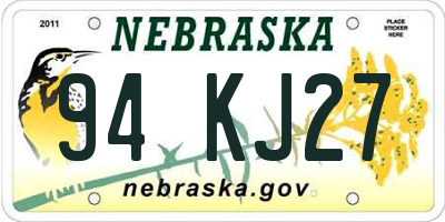 NE license plate 94KJ27