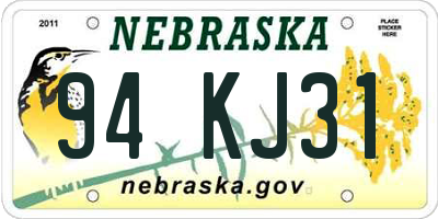 NE license plate 94KJ31