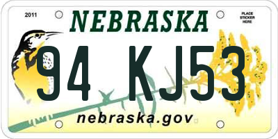 NE license plate 94KJ53