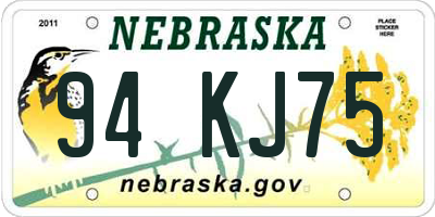 NE license plate 94KJ75