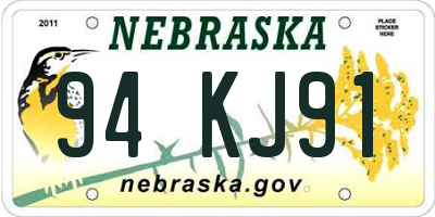 NE license plate 94KJ91