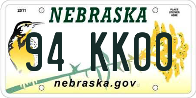 NE license plate 94KK00