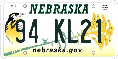 NE license plate 94KL21