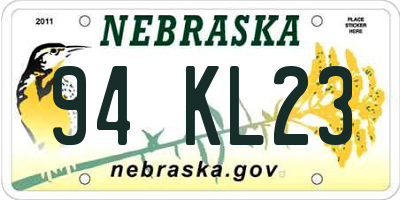 NE license plate 94KL23