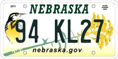 NE license plate 94KL27