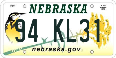 NE license plate 94KL31
