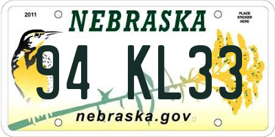 NE license plate 94KL33