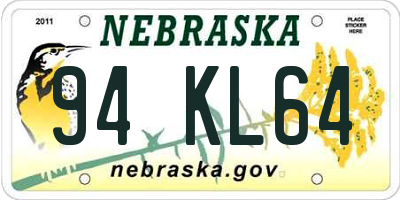 NE license plate 94KL64