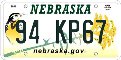 NE license plate 94KP67