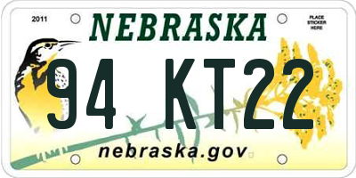 NE license plate 94KT22