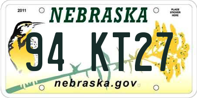 NE license plate 94KT27