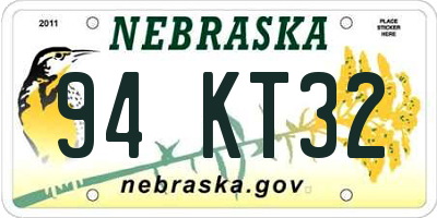 NE license plate 94KT32