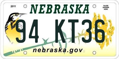 NE license plate 94KT36
