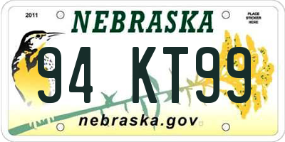 NE license plate 94KT99