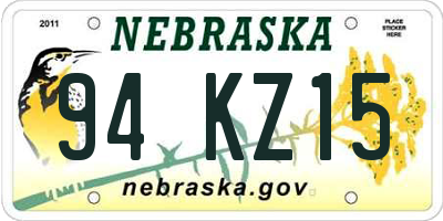 NE license plate 94KZ15