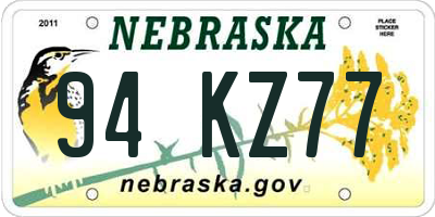 NE license plate 94KZ77