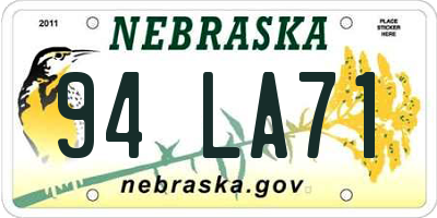 NE license plate 94LA71