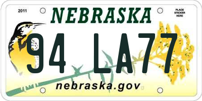 NE license plate 94LA77