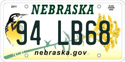 NE license plate 94LB68