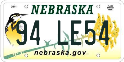 NE license plate 94LE54