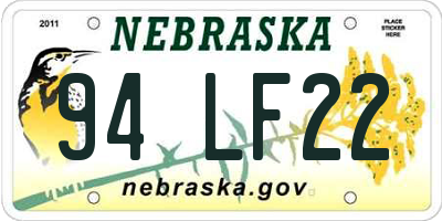 NE license plate 94LF22