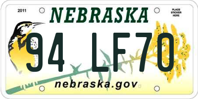 NE license plate 94LF70