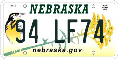 NE license plate 94LF74