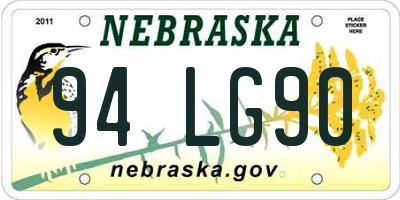 NE license plate 94LG90