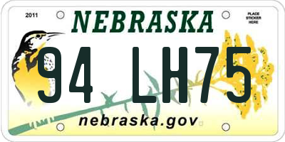 NE license plate 94LH75