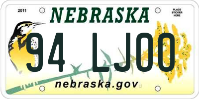 NE license plate 94LJ00