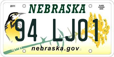 NE license plate 94LJ01