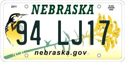 NE license plate 94LJ17