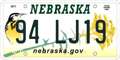 NE license plate 94LJ19