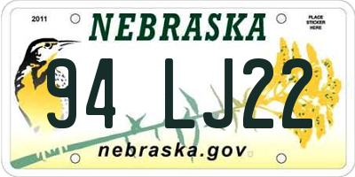 NE license plate 94LJ22