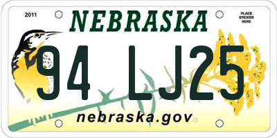 NE license plate 94LJ25