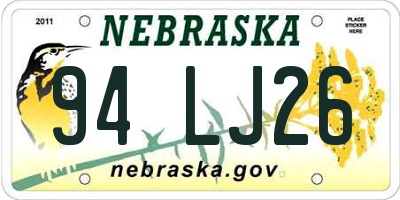 NE license plate 94LJ26