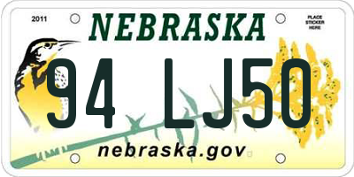 NE license plate 94LJ50