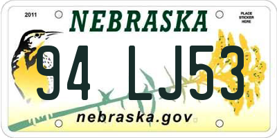 NE license plate 94LJ53