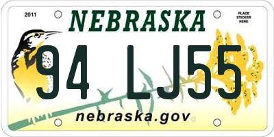 NE license plate 94LJ55