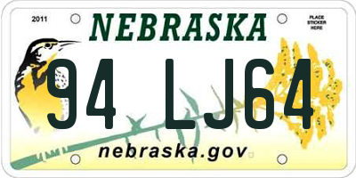 NE license plate 94LJ64