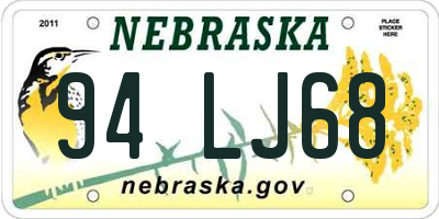 NE license plate 94LJ68