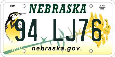 NE license plate 94LJ76