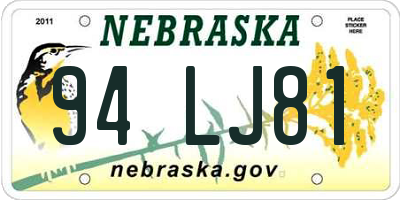 NE license plate 94LJ81