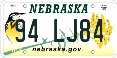NE license plate 94LJ84