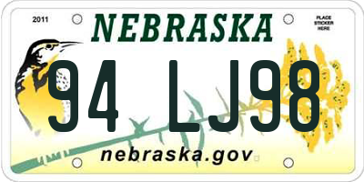 NE license plate 94LJ98