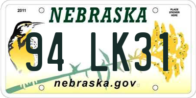 NE license plate 94LK31